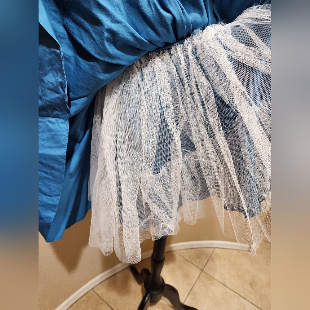 Unique Vintage Blue cotton blend Crinoline dress M - Picture 6 of 9